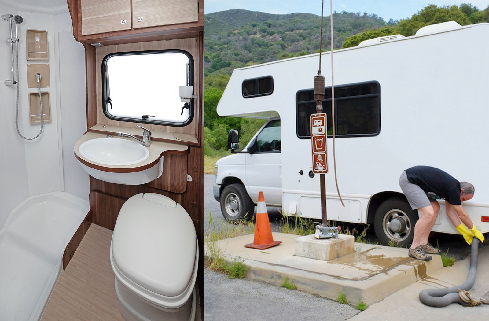 Portable RV/camper toilet and holding tank setup in Asheville, North Carolina