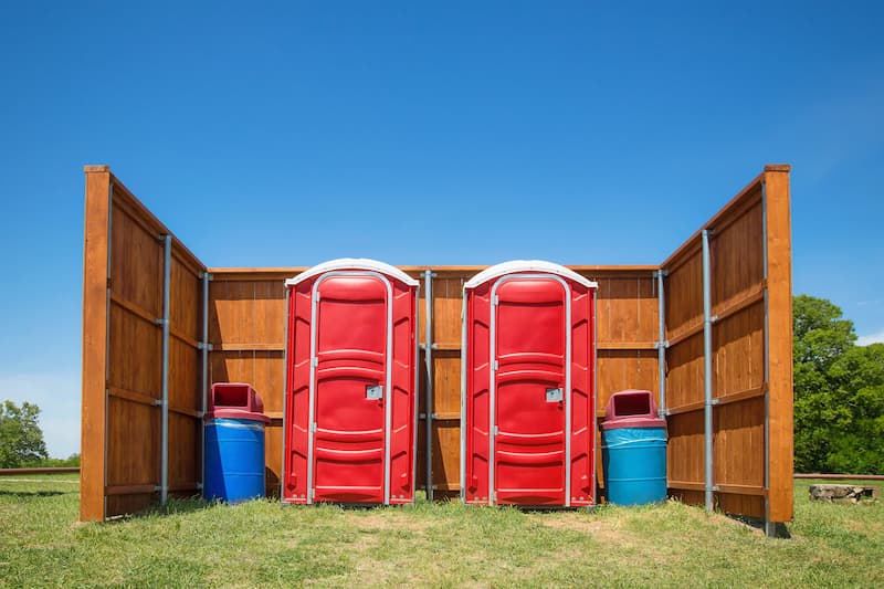 Short-term porta potty units staged for delivery in Asheville, North Carolina